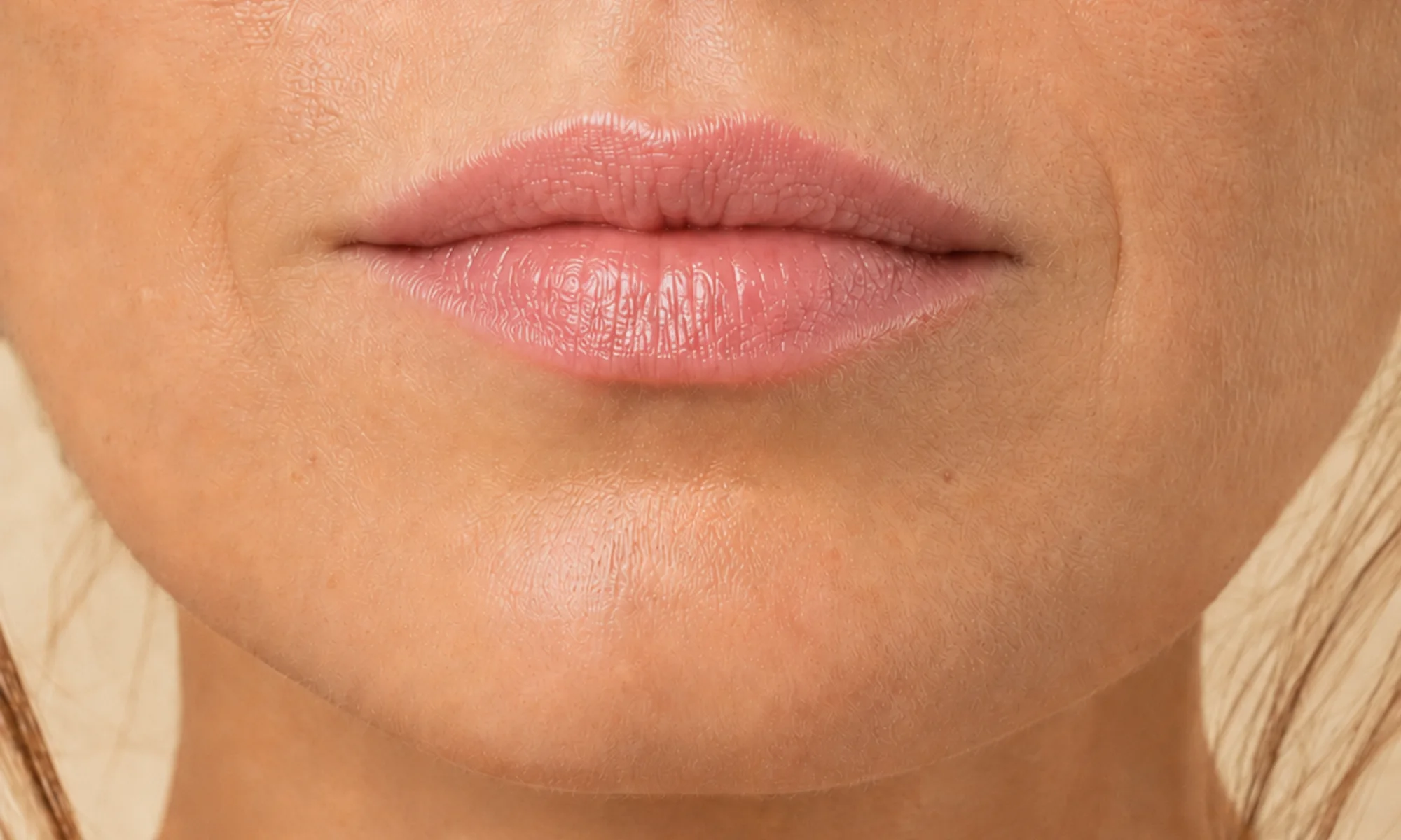 Primer plano de labios para tratamiento estético natural