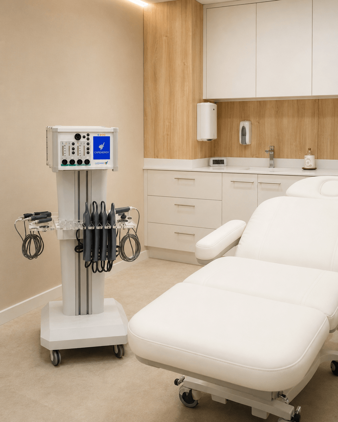 Aplicación de radiofrecuencia Capenergy en sesión de fisioterapia